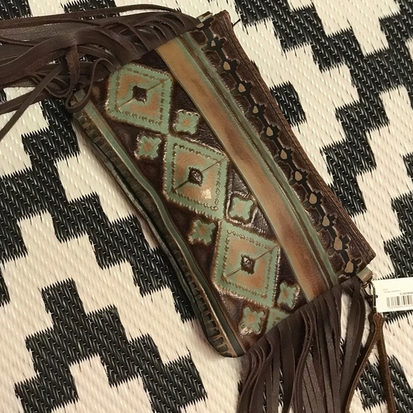 6"x 9" Leather Fringe Clutch - Picture 5 of 8